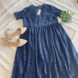 NWT Roolee Navy Blue Lace Dress